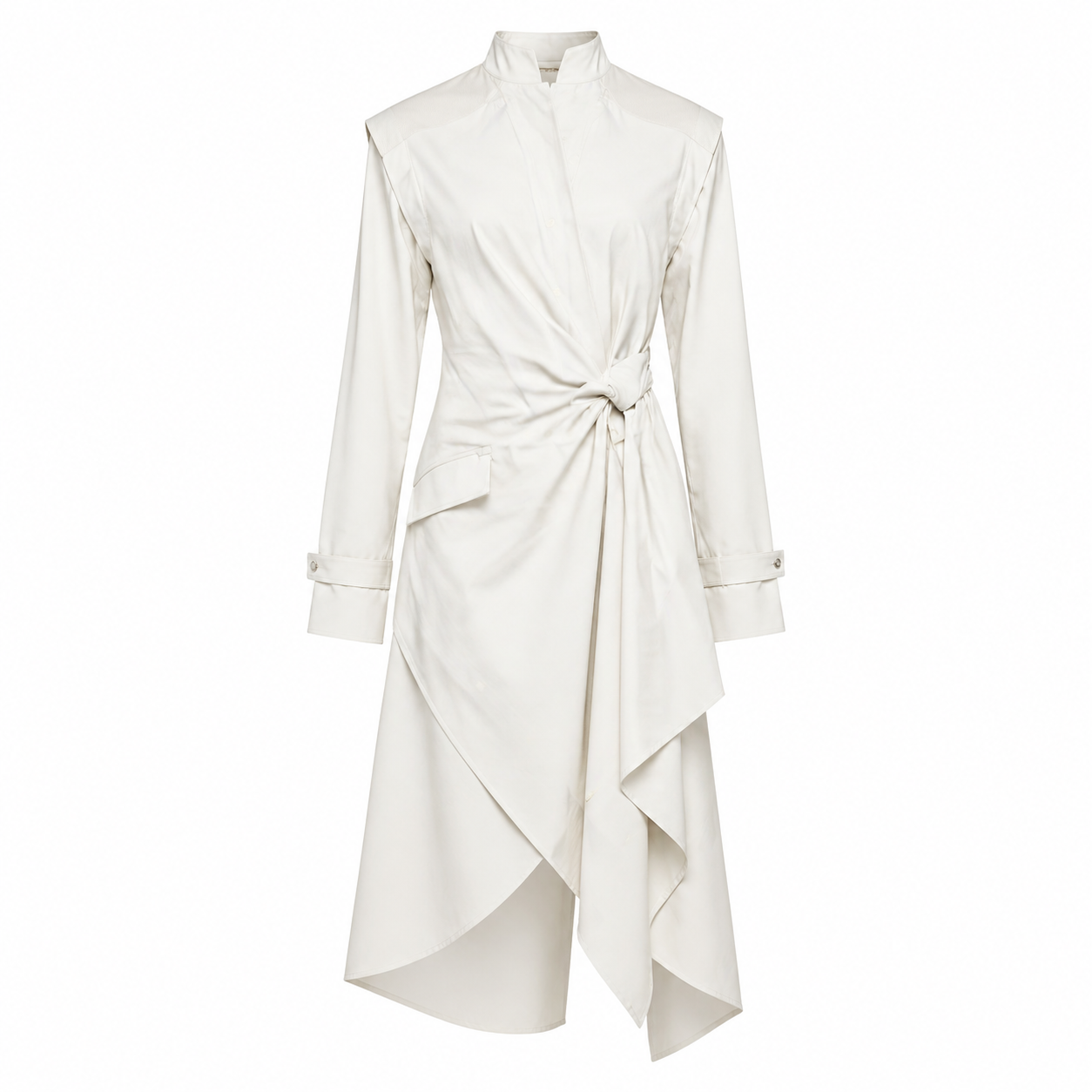 Deconstructed Asymmetric Wrap Shirt Dress